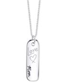 Unwritten Vertical Tag Love <3 Mom 18 Pendant Necklace In Sterling Silver
