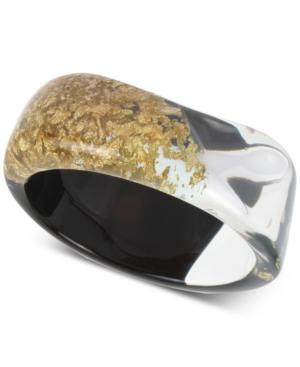 Robert Lee Morris Soho Black & Gold Clear Resin Bangle Bracelet