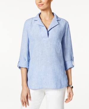 Charter Club Linen Striped Tunic, Created For Macy's