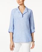Charter Club Linen Striped Tunic, Created For Macy's