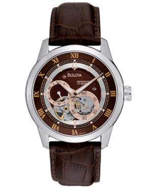 Bulova Watch, Men's Automatic Brown Croc Embossed Leather Strap 96a120