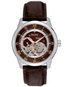 Bulova Watch, Men's Automatic Brown Croc Embossed Leather Strap 96a120
