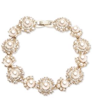 Marchesa Gold-tone Cubic Zirconia & Imitation Pearl Flex Bracelet