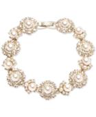 Marchesa Gold-tone Cubic Zirconia & Imitation Pearl Flex Bracelet