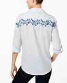 Style & Co Vineyard Coast Cotton Embroidered Shirt, Created For Macy's