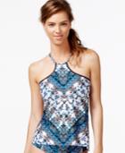 Lucky Brand Scarf-print High-neck Tankini Top Women's Swimsuit