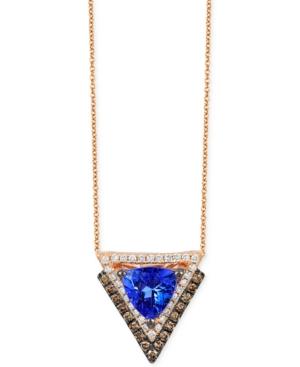 Le Vian Tanzanite (1 Ct. T.w.) And Diamond (1/3 Ct. T.w.) Geometric Pendant Necklace In 14k Rose Gold