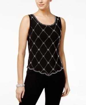 Msk Embellished Scalloped-hem Top