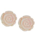 Sterling Silver Earrings, Carved Shell Rose Stud Earrings (12 Ct. T.w.)
