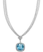 Giani Bernini Aquamarine (13 Ct. T.w.) And Cubic Zirconia Pendant Necklace In Sterling Silver