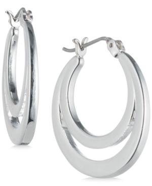Nine West Silver-tone Polished Double Hoop Earrings