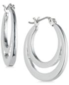 Nine West Silver-tone Polished Double Hoop Earrings