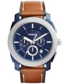 Fossil Men's Chronograph Machine Dark Brown Leather Strap Watch 45mm Fs5232