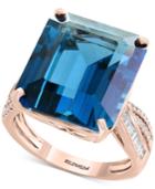 Ocean Bleu By Effy London Blue Topaz (14-9/10 Ct. T.w.) & Diamond (1/4 Ct. Tw.) Ring In 14k Rose Gold