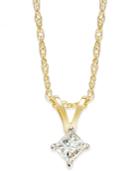 Diamond Necklace, 10k Gold Princess-cut Diamond Pendant (1/6 Ct. T.w.)