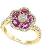 Effy Pink Sapphire (1-3/8 Ct. T.w.) & Diamond (3/8 Ct. T.w.) Flower Ring In 14k Gold
