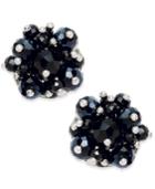 Inc International Concepts Silver-tone Jet Stone Cluster Flower Stud Earrings, Only At Macy's