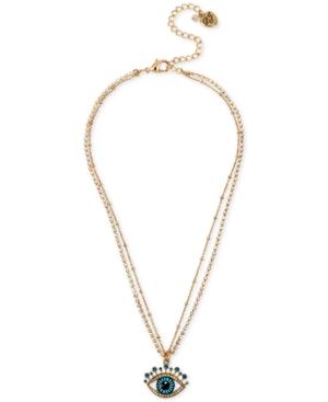 Betsey Johnson Gold-tone Crystal Eye Pendant Necklace