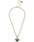 Betsey Johnson Gold-tone Crystal Eye Pendant Necklace