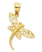 14k Gold Charm, Satin Dragonfly Charm