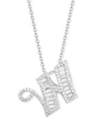 Cubic Zirconia Initial 18 Pendant Necklace In Sterling Silver