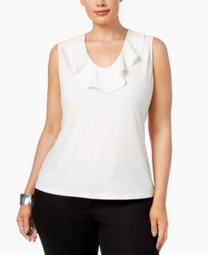 Kasper Plus Size Ruffled Shell