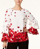 Alfani Ruffle-sleeve Printed Top, Created For Macy's