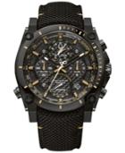 Bulova Men's Chronograph Precisionist Black Cordura Nylon Strap Watch 46.5mm