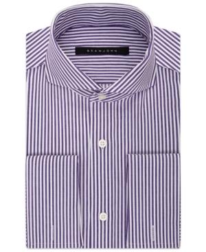Sean John Classic/regular Fit Men's Purple Stripe French Cuff Dress Shirt