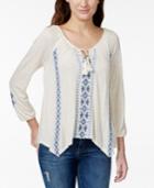 American Rag Embroidered Tassel-tie Peasant Blouse, Only At Macy's