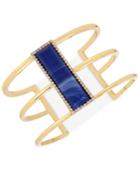 M. Haskell For Inc Gold-tone Blue Stone And Crystal Rectangle Open Cuff Bracelet, Only At Macy's