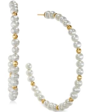 Effy Cultured Freshwater Pearl Hoop Earrings In 14k Gold