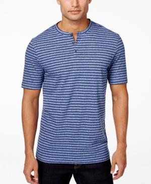 Tasso Elba Men's Narrow-stripe Short-sleeve Henley, Only At Macy's