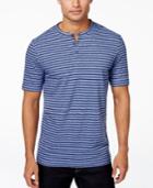 Tasso Elba Men's Narrow-stripe Short-sleeve Henley, Only At Macy's