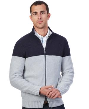 Nautica Color Block Zip Front Cardigan