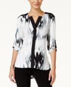 Calvin Klein Printed V-neck High-low Blouse