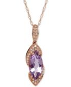 Pink Amethyst (1-3/5 Ct. T.w.) & Diamond Accent 18 Pendant Necklace In 10k Rose Gold