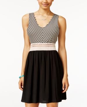 Trixxi Juniors' Sleeveless Striped Fit & Flare Dress