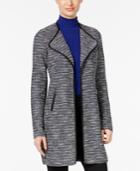 Jm Collection Petite Faux-leather-trim Tweed Jacket, Only At Macy's