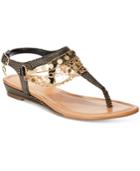 Thalia Sodi Lara Chain Embellished T-strap Flat Sandals, Only At Macy's Women's Shoes