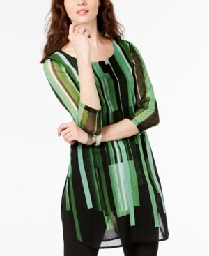 Alfani Striped 3/4-sleeve Tunic, Created For Macy's