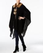 Cejon Knit & Faux-fur Pom-pom Forest Cape