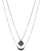 Lucky Brand Silver-tone Delicate Tribal Double Layer Necklace