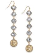 Thalia Sodi Gold-tone Crystal Lion Linear Drop Earrings, Created For Macy's