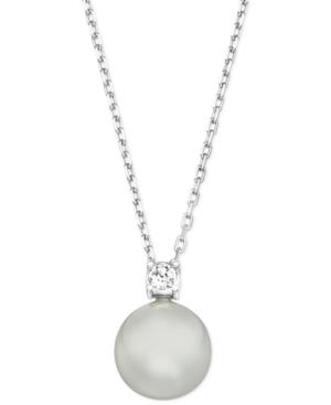 Swarovski Silver-tone Glass Pearl And Crystal Pendant Necklace
