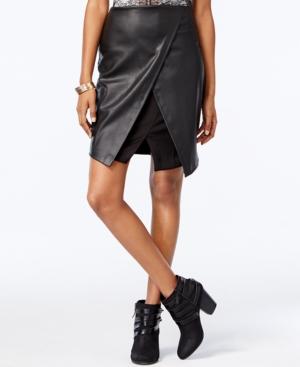 Marilyn Monroe Juniors' Faux-leather Faux-wrap Skirt