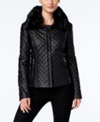 Inc International Concepts Faux-fur-trim Faux-leather Quilted Jacket, Only At Macy's