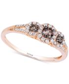 Le Vian Chocolatier Diamond Three-stone Halo Ring (1/3 Ct. T.w.) In 14k Rose Gold