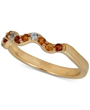 Citrine (1/6 Ct. T.w.) & White Topaz Accent Wavy Band In 14k Gold-plated Sterling Silver