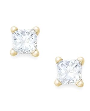 Diamond Earrings, 10k Gold Princess-cut Diamond Earrings (1/10 Ct. T.w.)